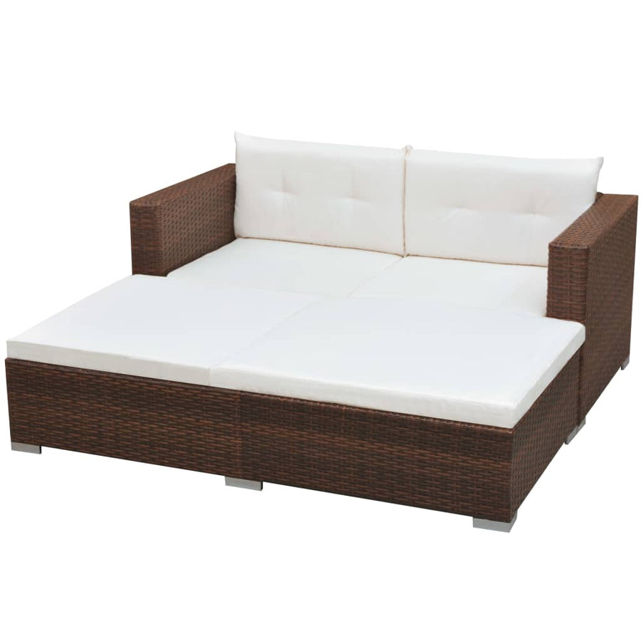 -Delige Loungeset Met Kussens Poly Rattan Bruin