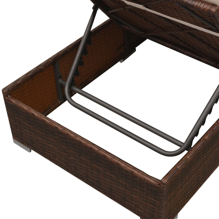 -Delige Loungeset Met Kussens Poly Rattan Bruin