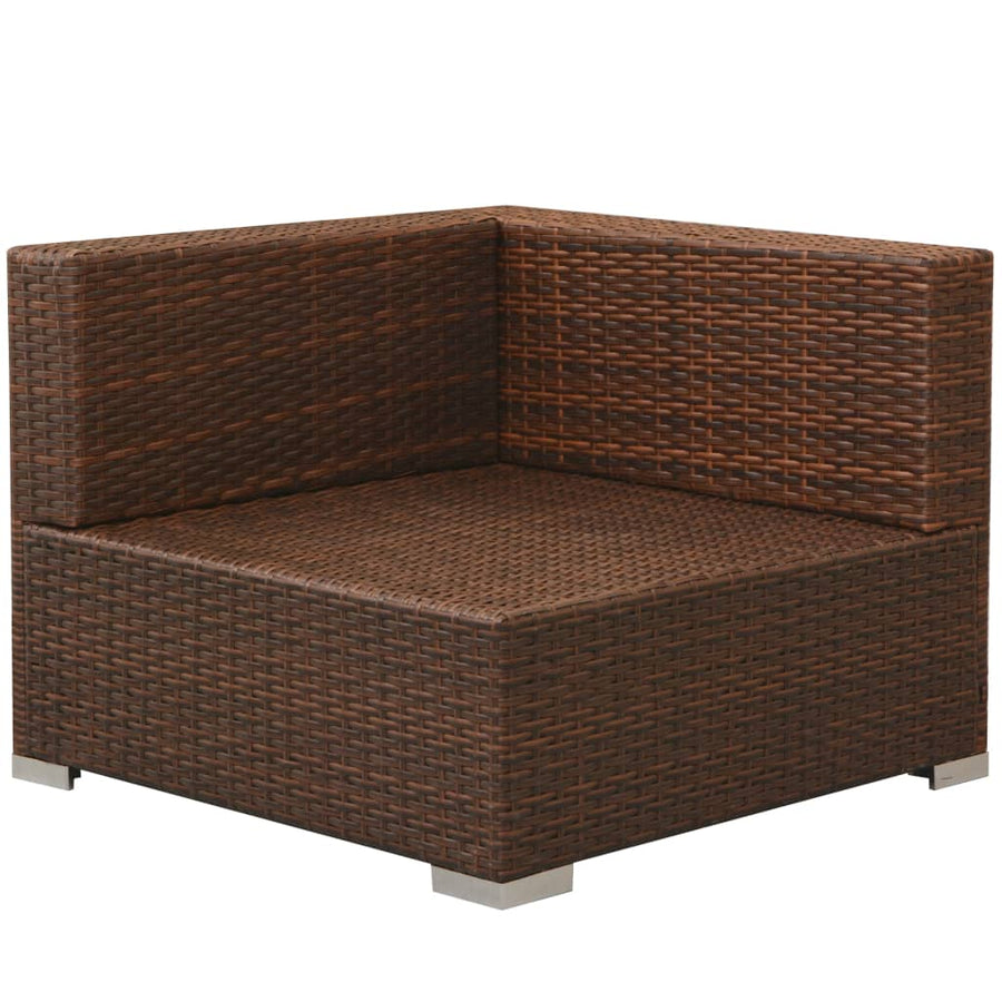 -Delige Loungeset Met Kussens Poly Rattan Bruin