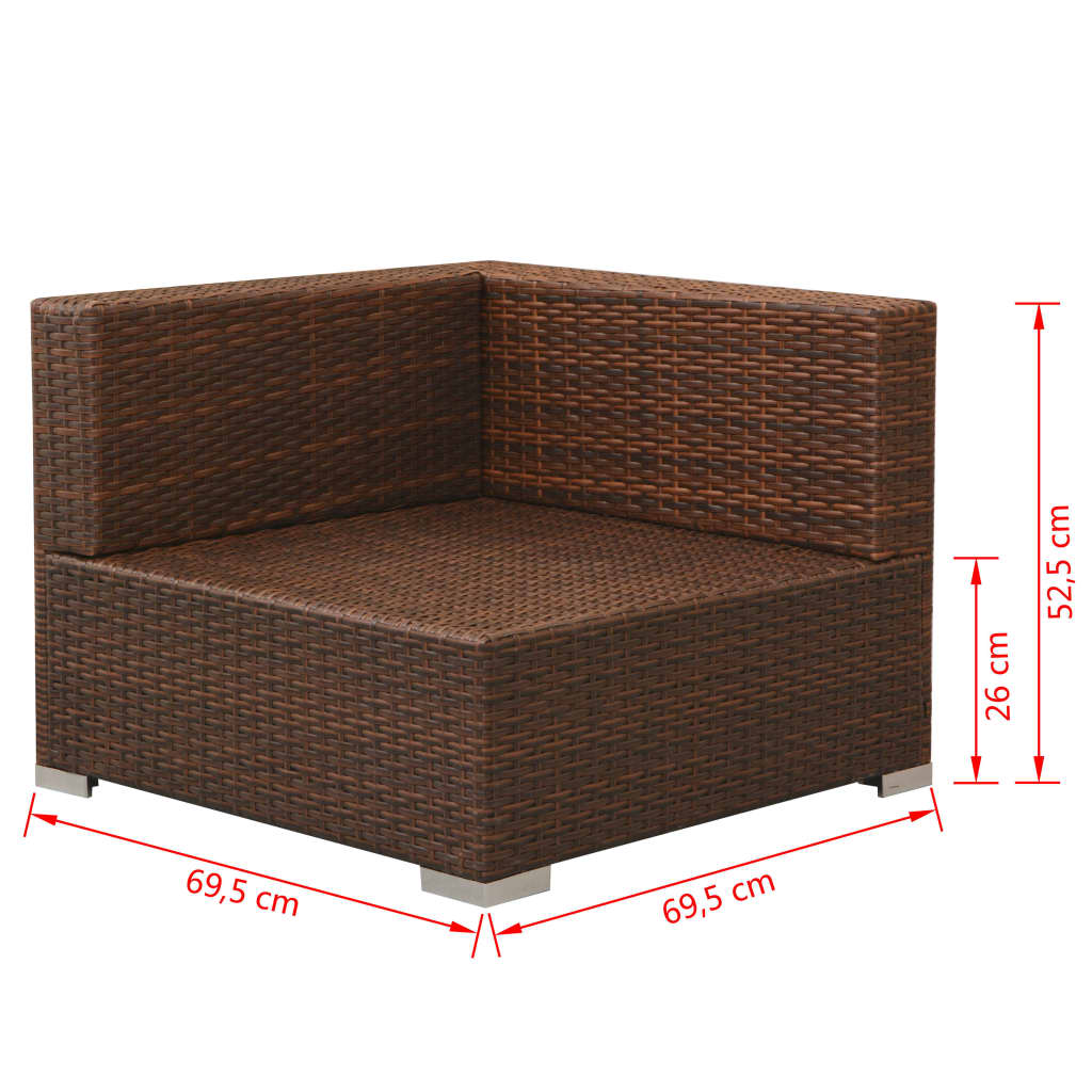 -Delige Loungeset Met Kussens Poly Rattan Bruin
