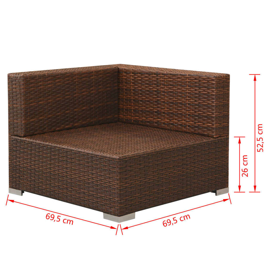 -Delige Loungeset Met Kussens Poly Rattan Bruin