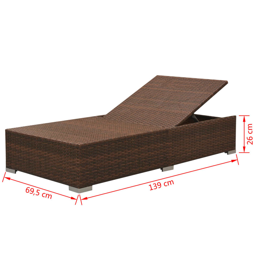 -Delige Loungeset Met Kussens Poly Rattan Bruin