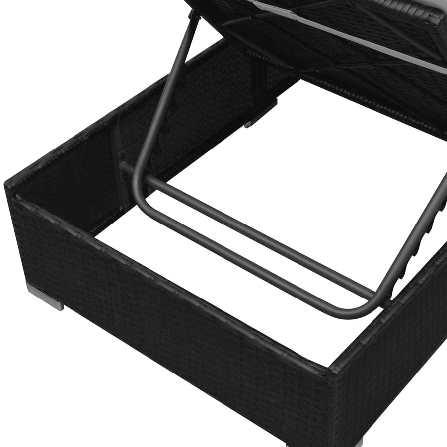 -Delige Loungeset Met Kussens Poly Rattan Zwart
