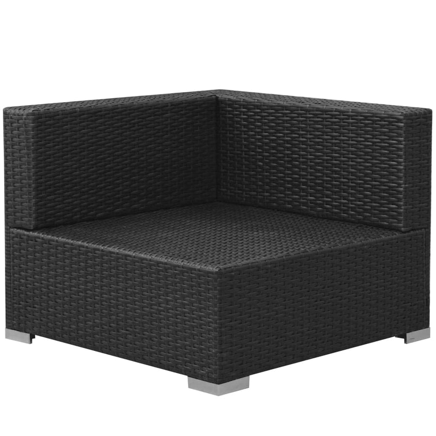 -Delige Loungeset Met Kussens Poly Rattan Zwart