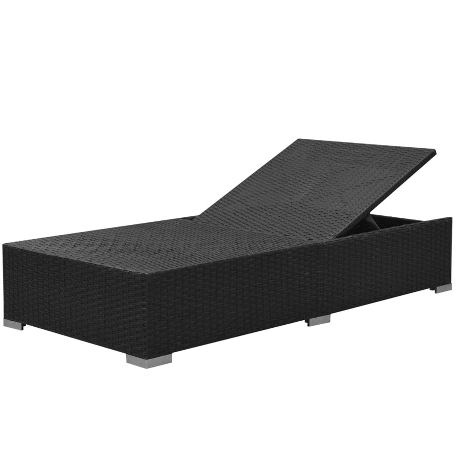 -Delige Loungeset Met Kussens Poly Rattan Zwart