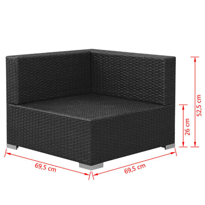 -Delige Loungeset Met Kussens Poly Rattan Zwart