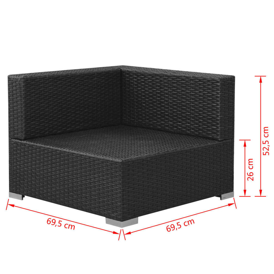-Delige Loungeset Met Kussens Poly Rattan Zwart