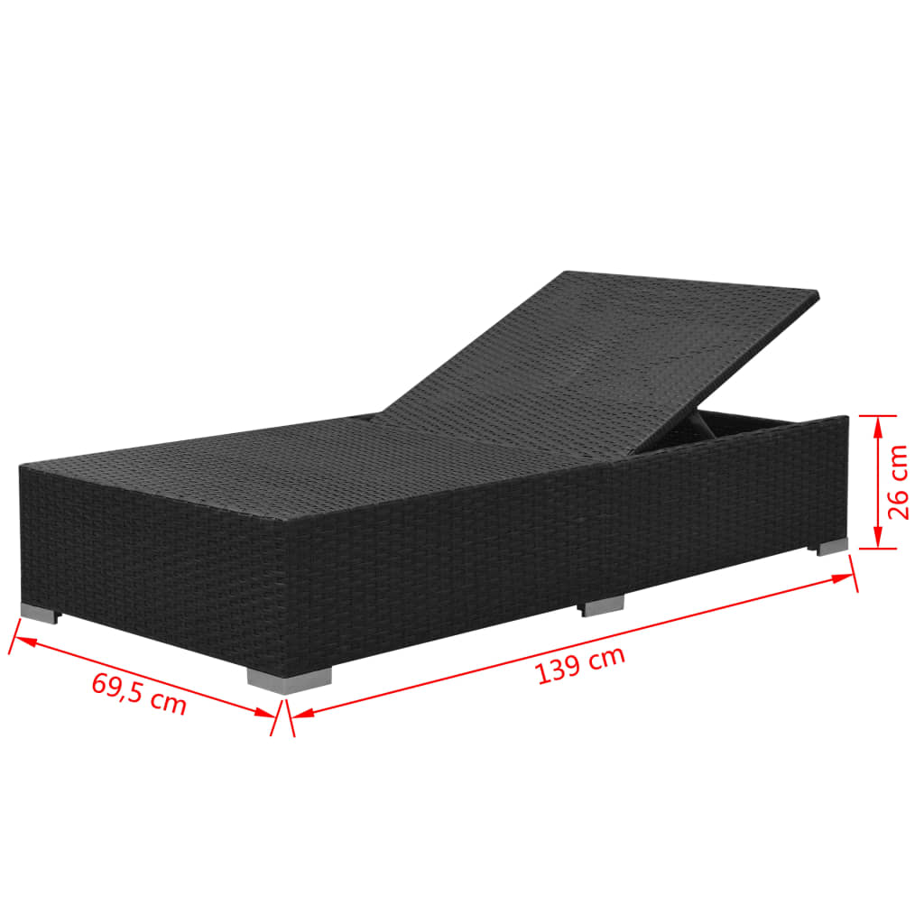 -Delige Loungeset Met Kussens Poly Rattan Zwart