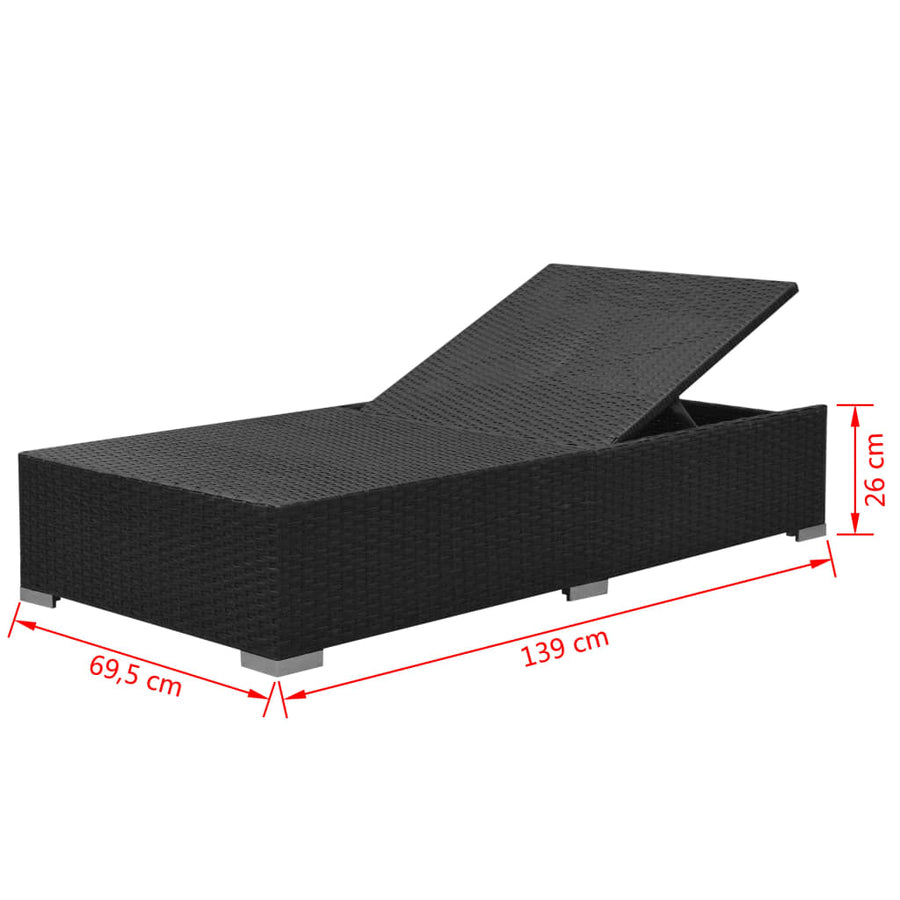 -Delige Loungeset Met Kussens Poly Rattan Zwart