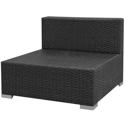Loungeset Met Luifel Poly Rattan Zwart