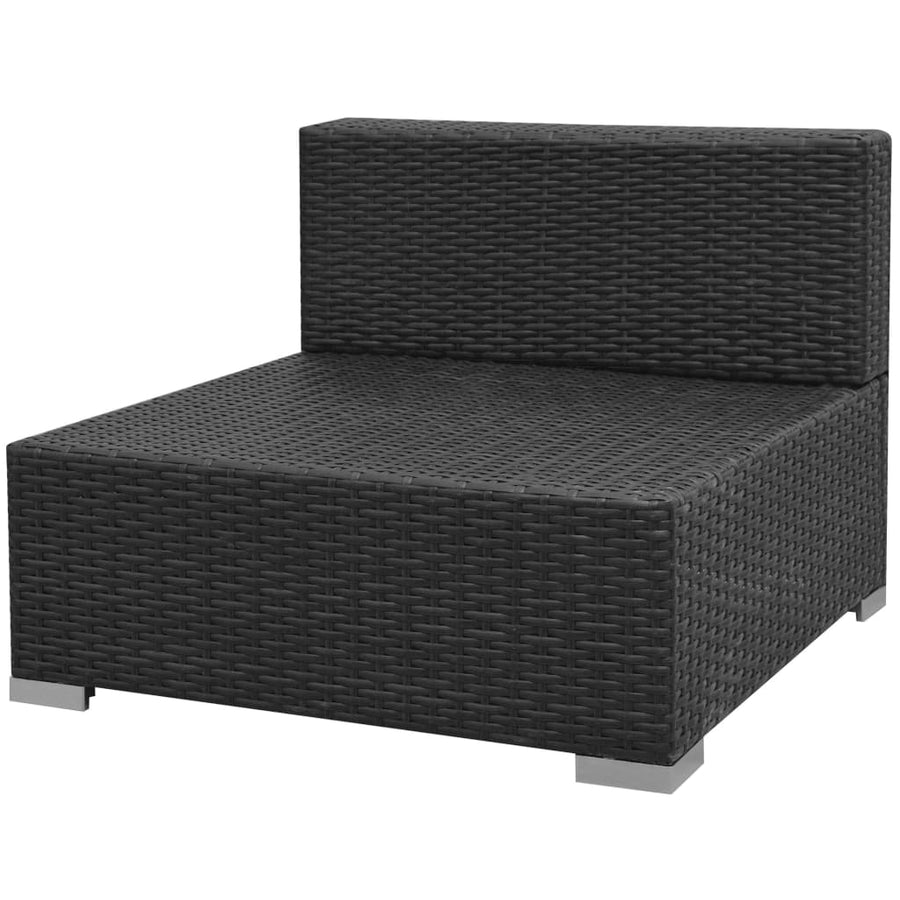 Loungeset Met Luifel Poly Rattan Zwart