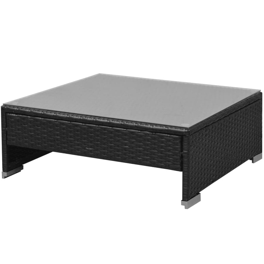 Loungeset Met Luifel Poly Rattan Zwart
