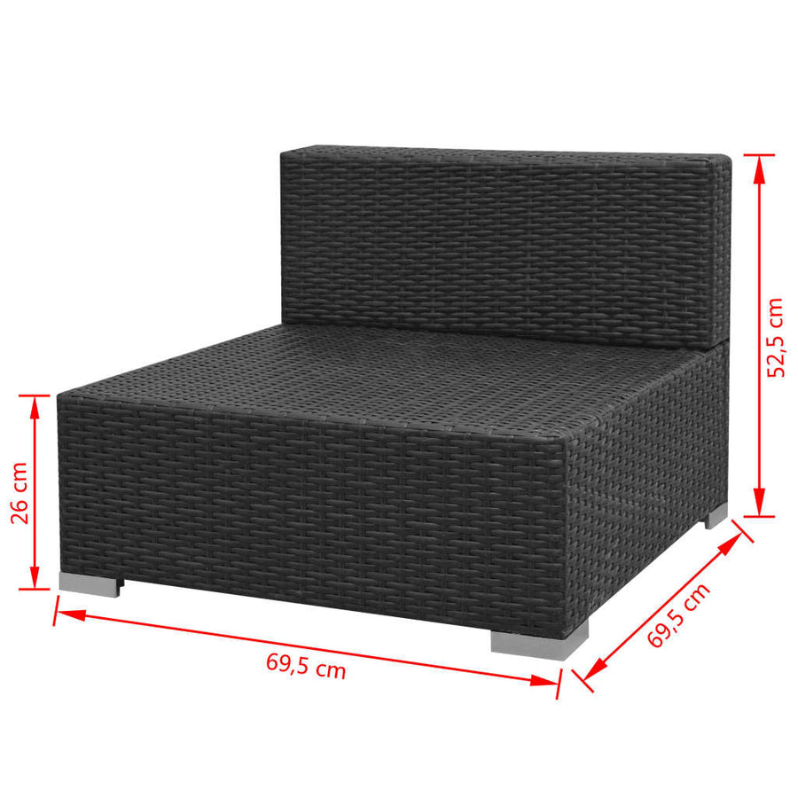 Loungeset Met Luifel Poly Rattan Zwart