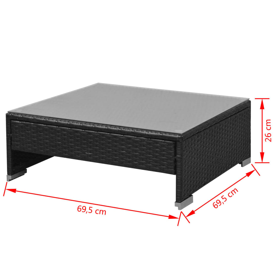 Loungeset Met Luifel Poly Rattan Zwart