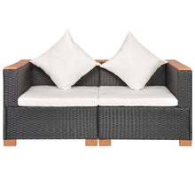 Tuinbank Poly Rattan Zwart Hoekbank (2 st)