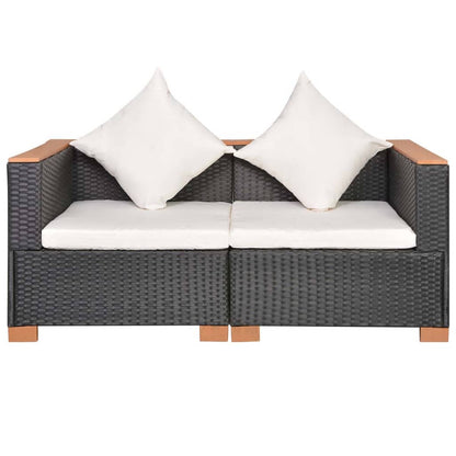 Tuinbank Poly Rattan Zwart Hoekbank (2 st)