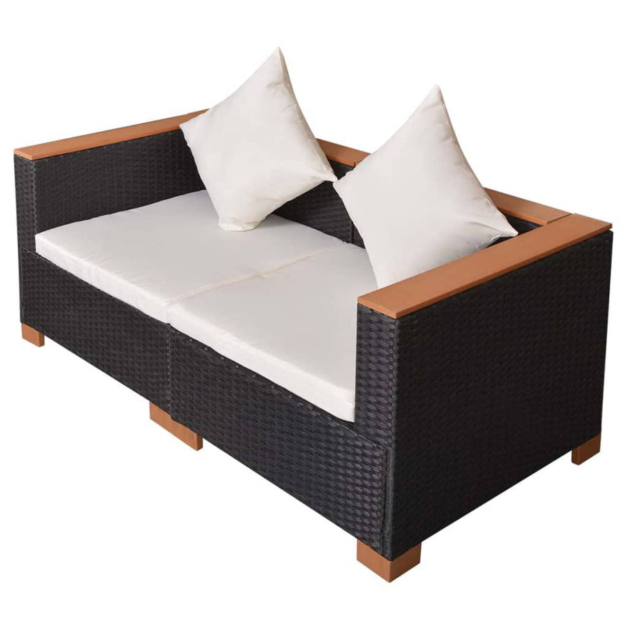 Tuinbank Poly Rattan Zwart Hoekbank (2 st)
