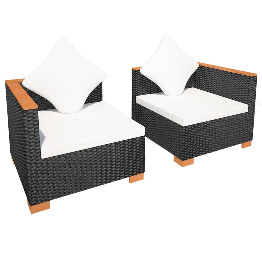 Tuinbank Poly Rattan Zwart Hoekbank (2 st)