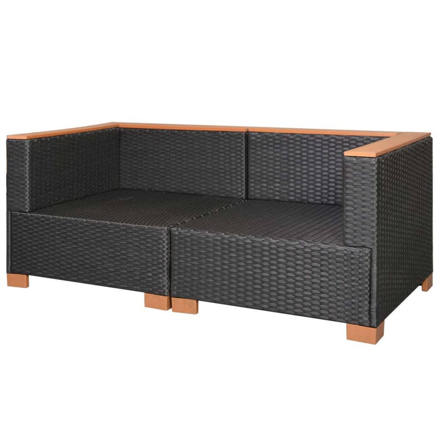 Tuinbank Poly Rattan Zwart Hoekbank (2 st)