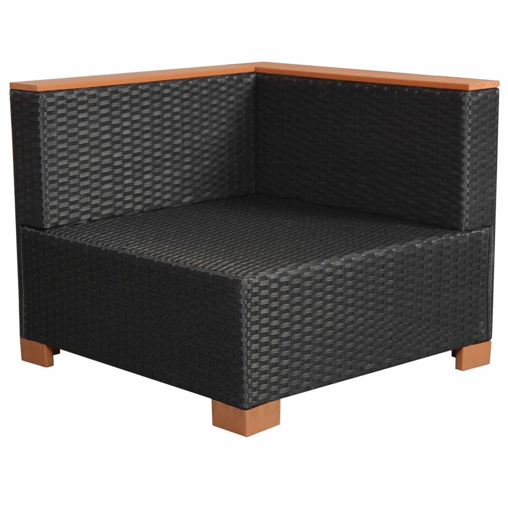 Tuinbank Poly Rattan Zwart Hoekbank (2 st)