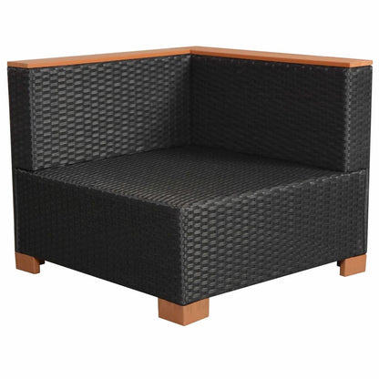 Tuinbank Poly Rattan Zwart Hoekbank (2 st)
