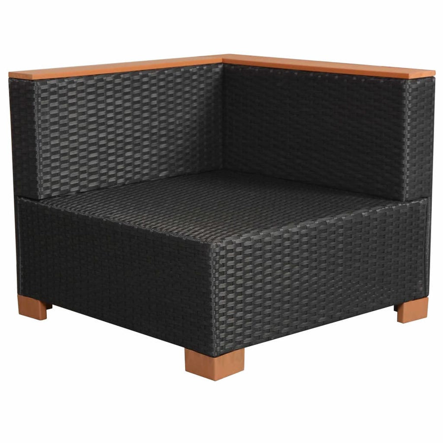 Tuinbank Poly Rattan Zwart Hoekbank (2 st)