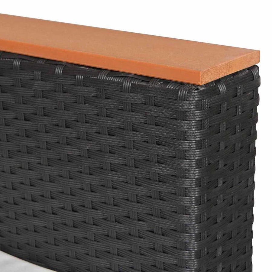 8-Delige Loungeset Met Kussens Poly Rattan Zwart hoek + 3x midden + 3x voetensteun + Tafel