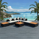 Loungeset 8-delig poly rattan zwart
