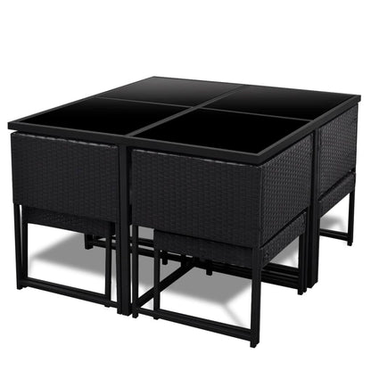 -Delige Tuinset Met Kussens Poly Rattan 9 Zwart
