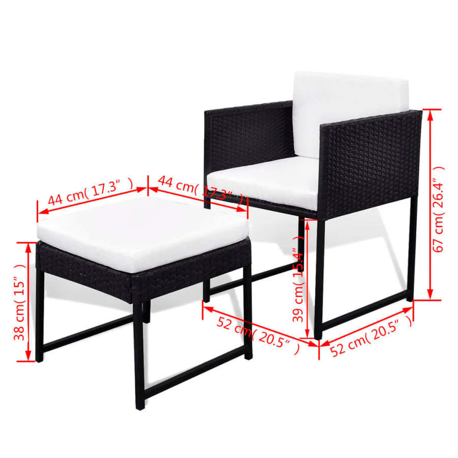 -Delige Tuinset Met Kussens Poly Rattan 9 Zwart