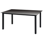 Garden Table 150x90x74 cm Aluminium and Glass Black
