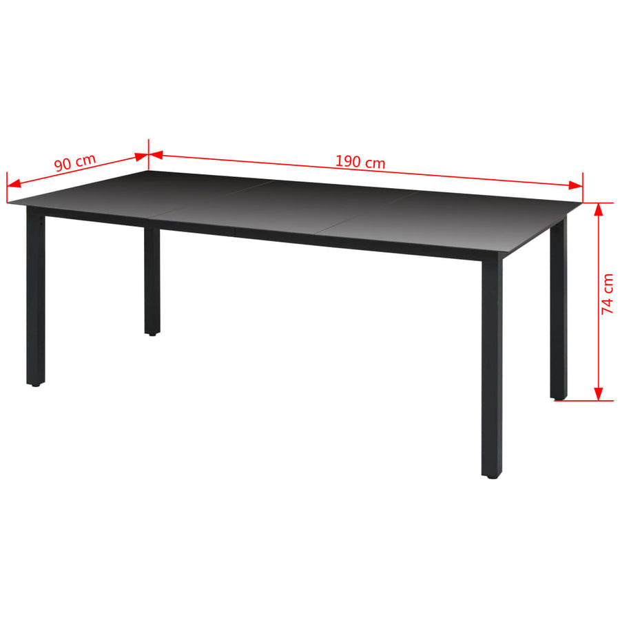 Tuintafel 90X90X74 Cm Aluminium En Glas 190 x 90 cm