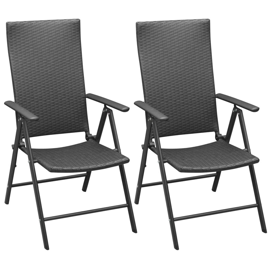 Tuinstoelen Stapelbaar Poly Rattan 2 Zwart
