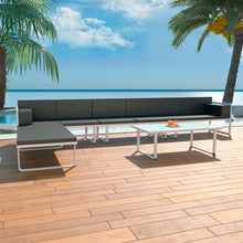 5-Delige Loungeset Textileen Aluminium Zwart