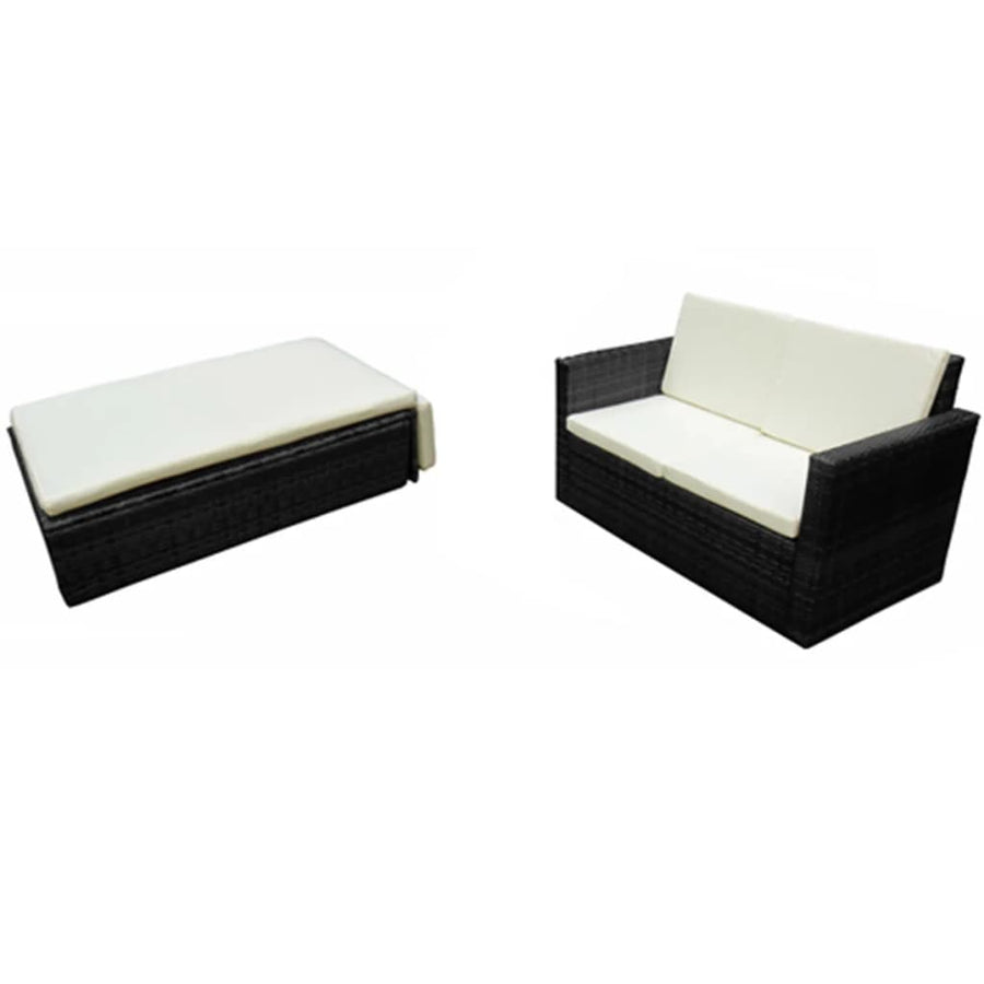 2-Delige Loungeset Met Kussens Poly Rattan Zwart