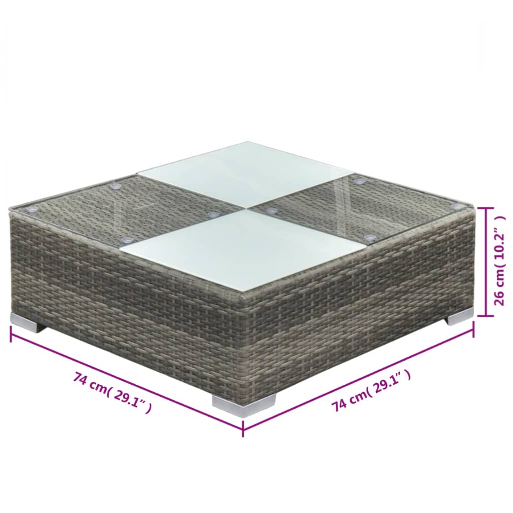 5-Delige Loungeset Met Kussens Poly Rattan Grijs
