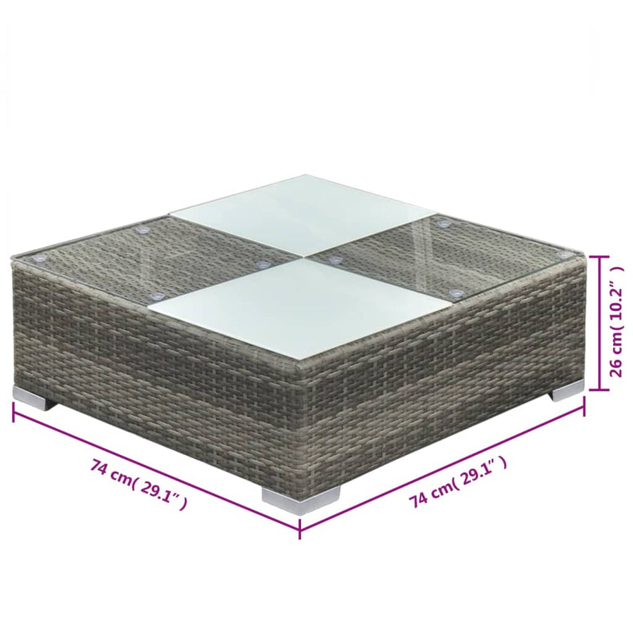 5-Delige Loungeset Met Kussens Poly Rattan Grijs