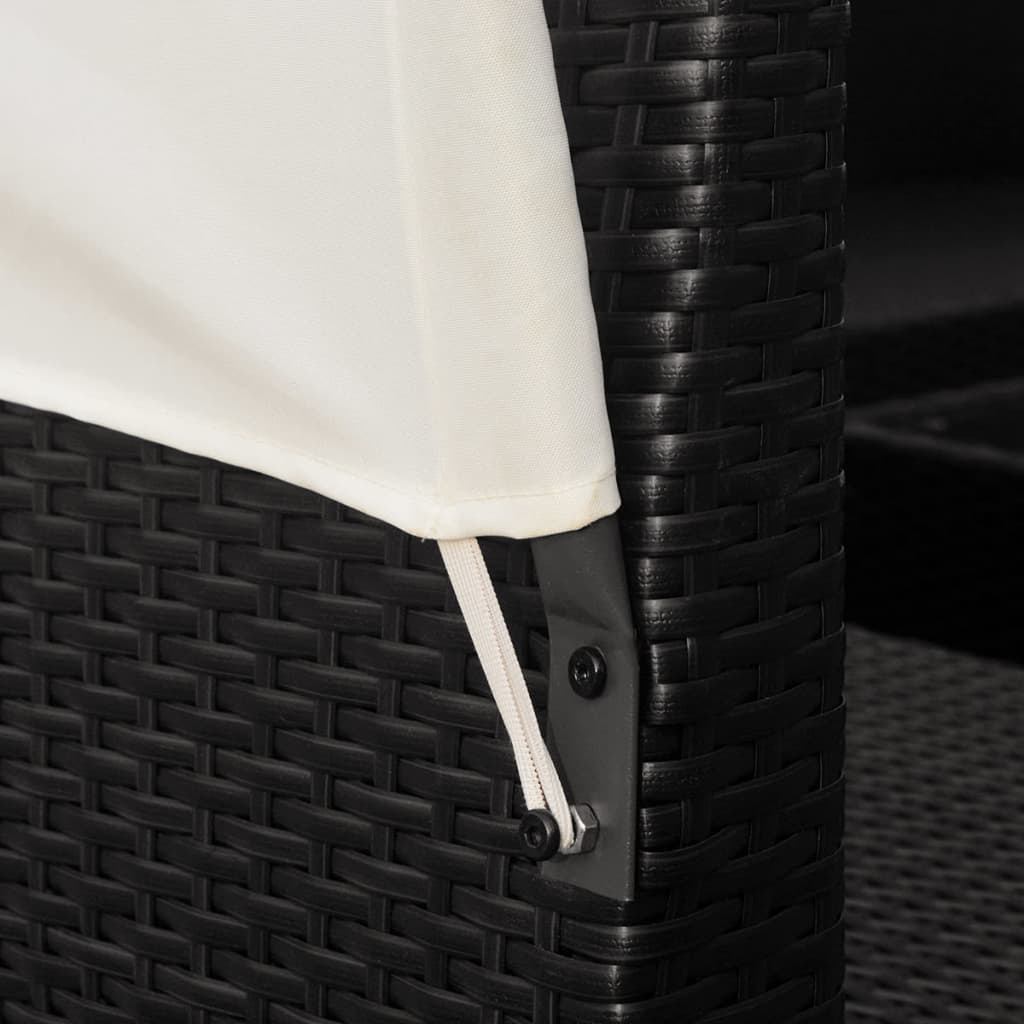 9-Delige Loungeset Met Luifels Poly Rattan Zwart