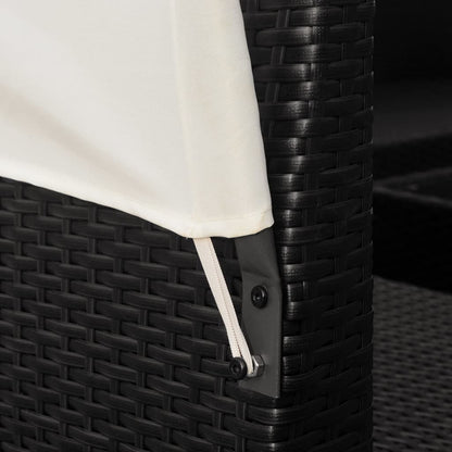 9-Delige Loungeset Met Luifels Poly Rattan Zwart