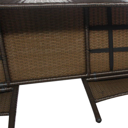 Tuinbank 2-Zits Met Tafeltje Poly Rattan Bruin