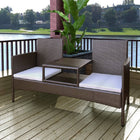 Garden Bench 2-Seater with Table Poly Rattan Brown