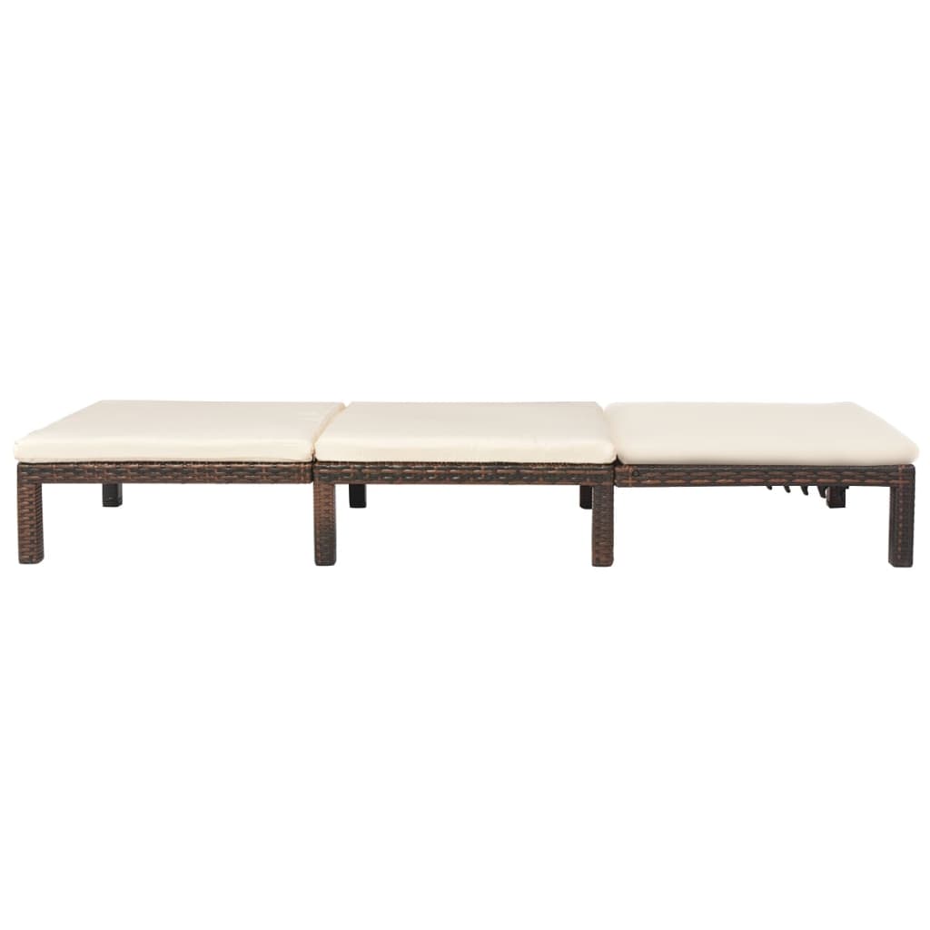 Ligbed Met Kussen Poly Rattan Bruin