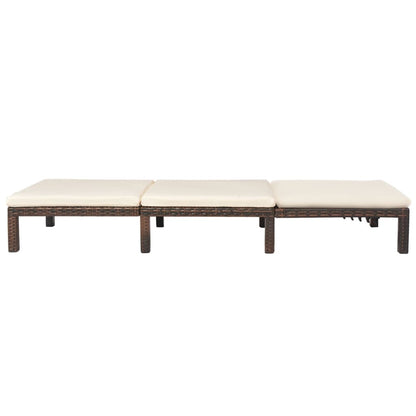 Ligbed Met Kussen Poly Rattan Bruin