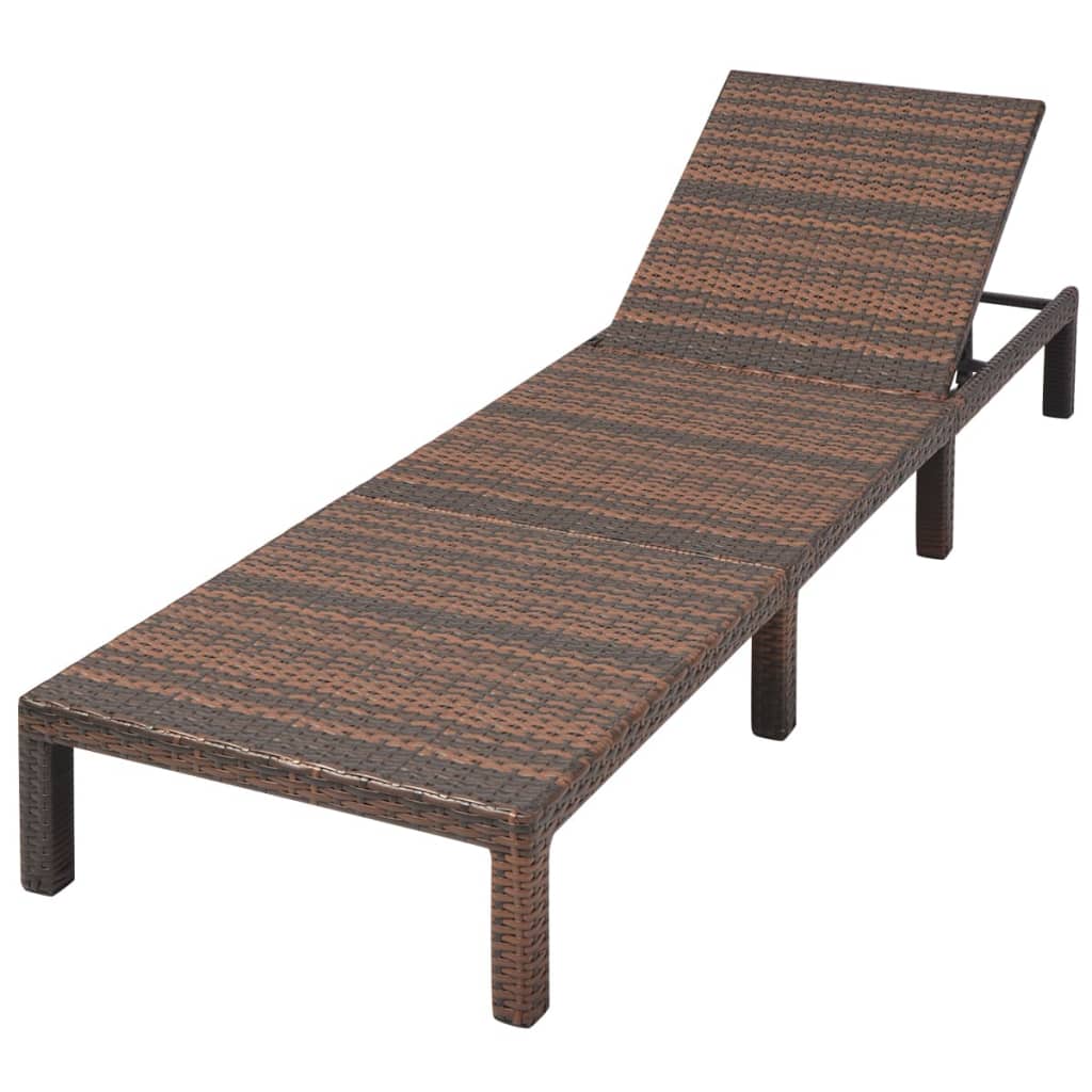 Ligbed Met Kussen Poly Rattan Bruin