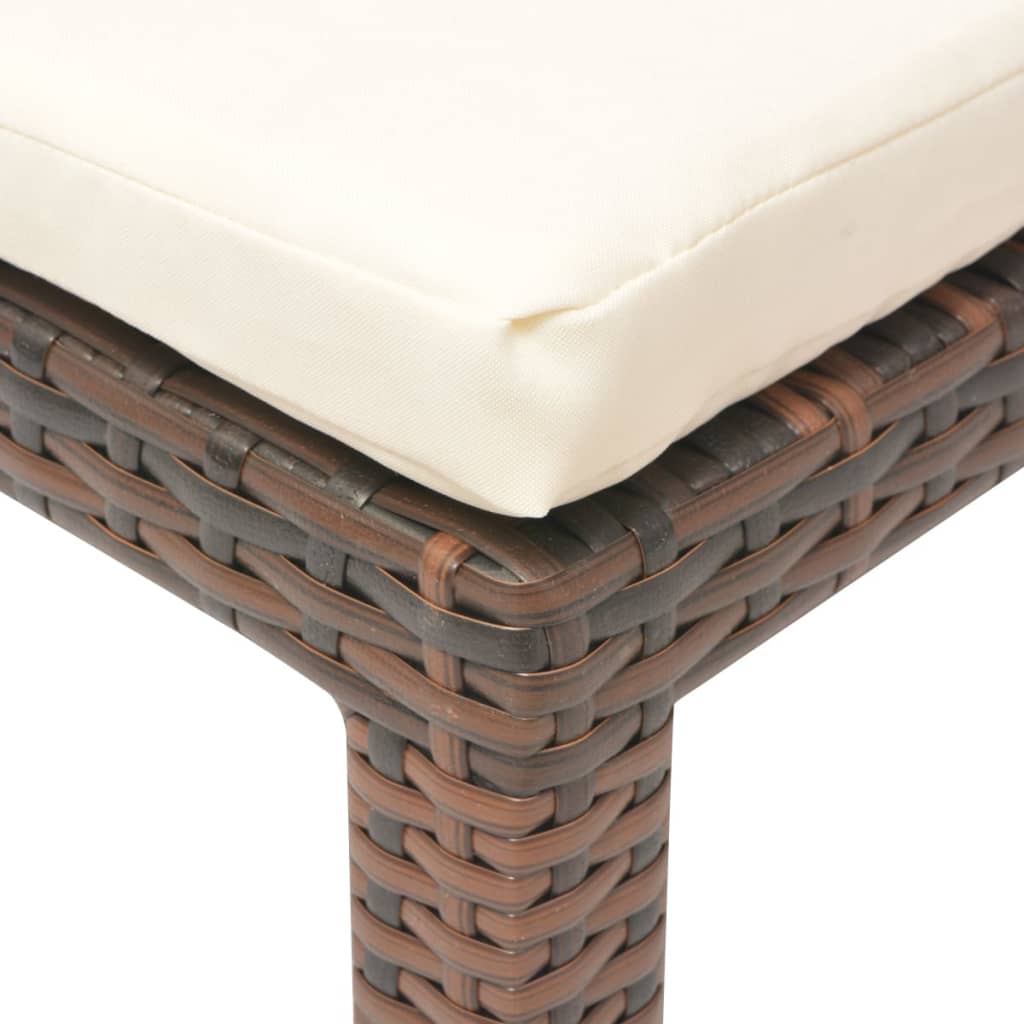Ligbed Met Kussen Poly Rattan Bruin