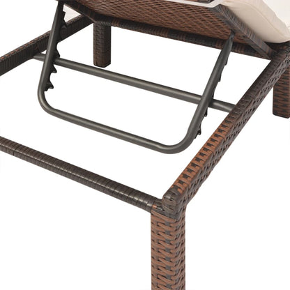 Ligbed Met Kussen Poly Rattan Bruin