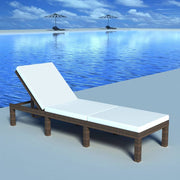 Ligbed poly rattan bruin met kussen