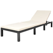 Ligbed poly rattan zwart met kussen