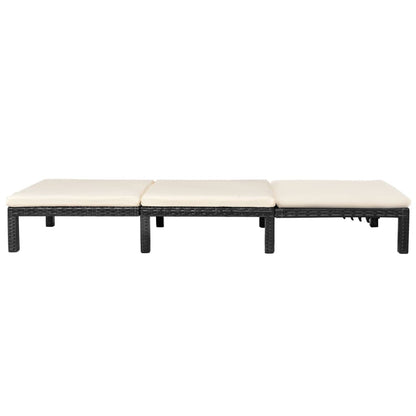 Ligbed Met Kussen Poly Rattan Zwart