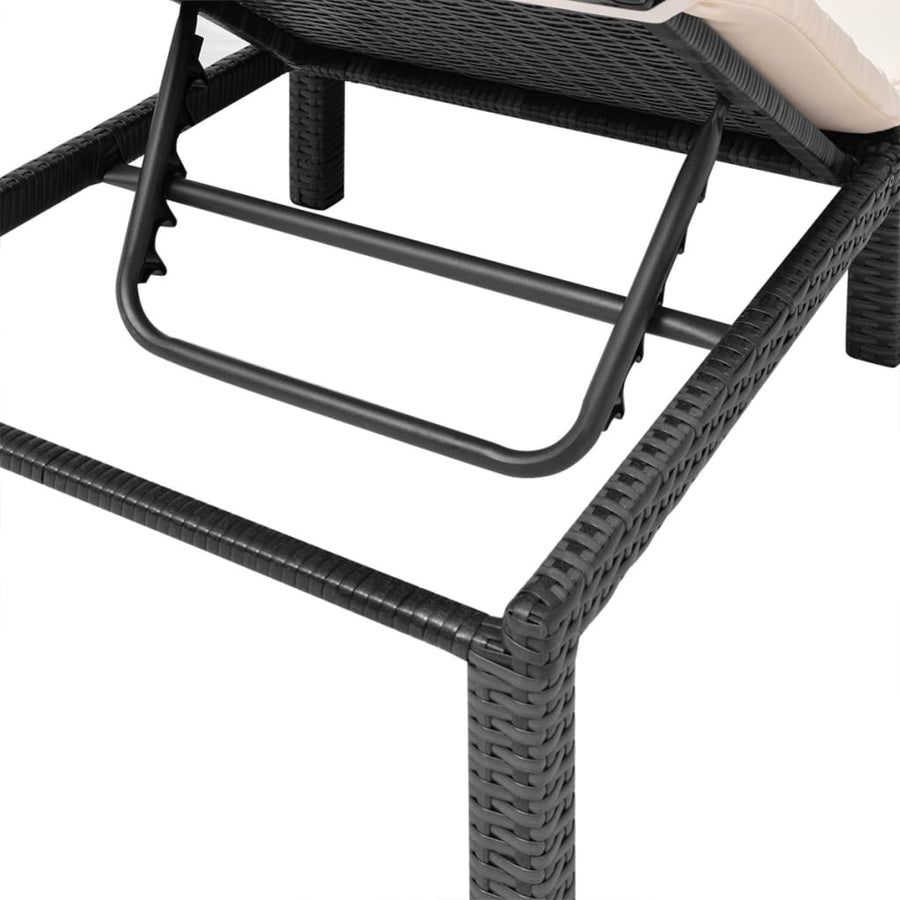 Ligbed Met Kussen Poly Rattan Zwart